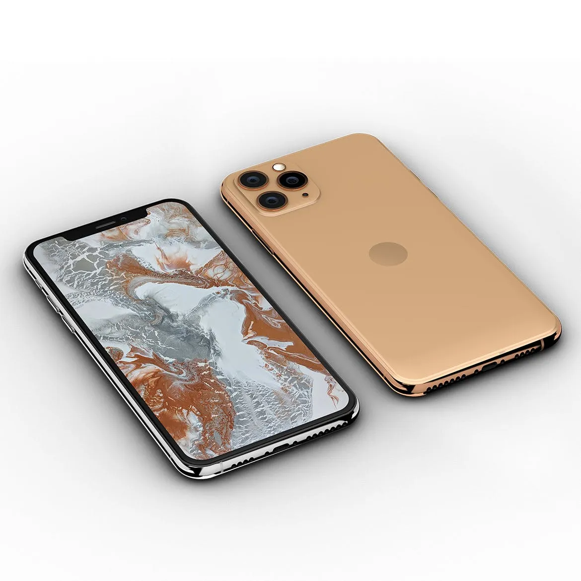 iPhone 11手机正方面视图样机模板 Tabled Phone 11 Front & Back PSD Mock-up插图(2)