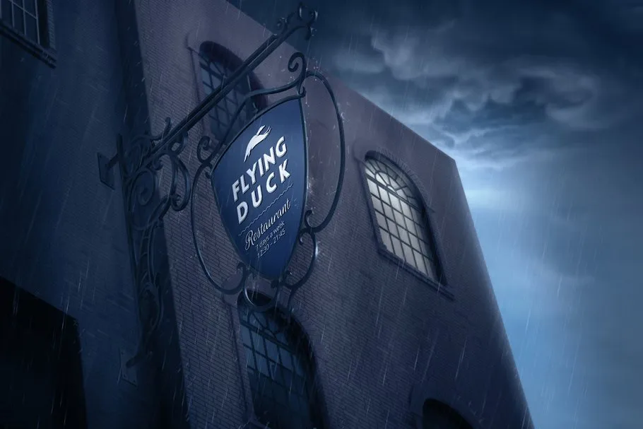 复古风格店招招牌样机 Vintage signboard mock-up插图(2)