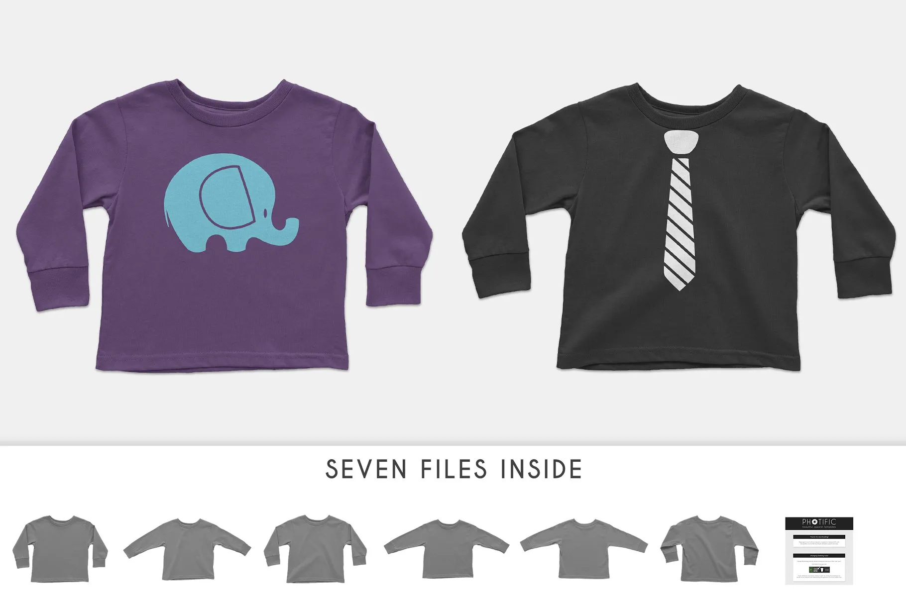 幼童长袖T恤样机模板 Toddler’s Long Sleeve Shirt Mockups插图(2)