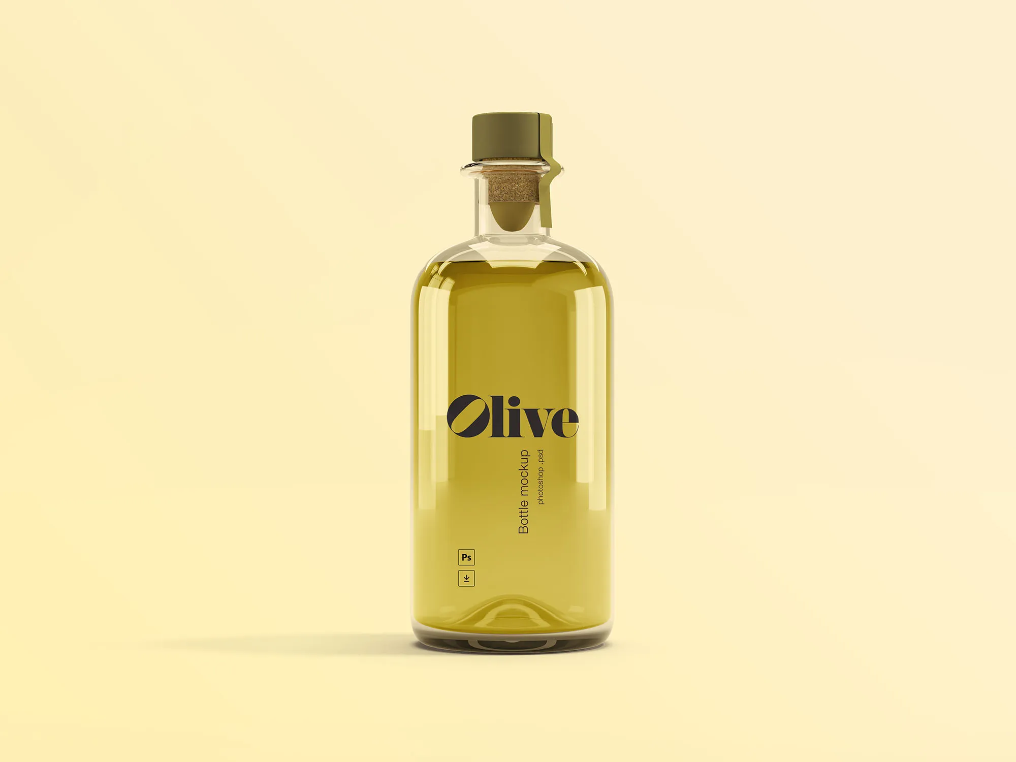 橄榄油瓶玻璃瓶设计效果图样机模板 Olive Oil Bottle Mockup