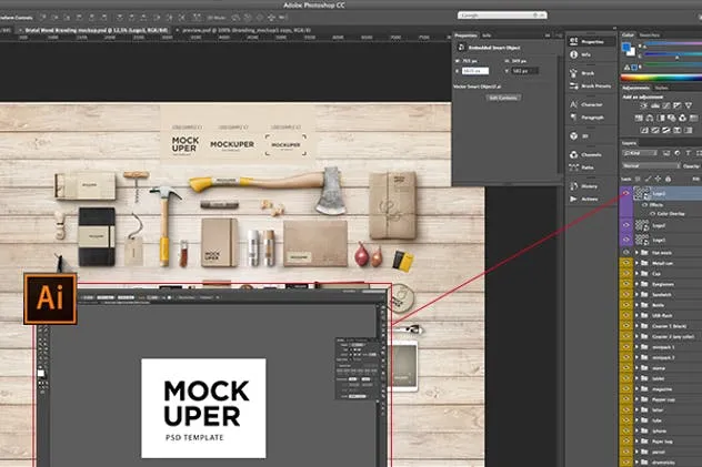 木制工艺品品牌等距场景样机 Brutal Wood Branding Mock-Up (PSD)插图(5)