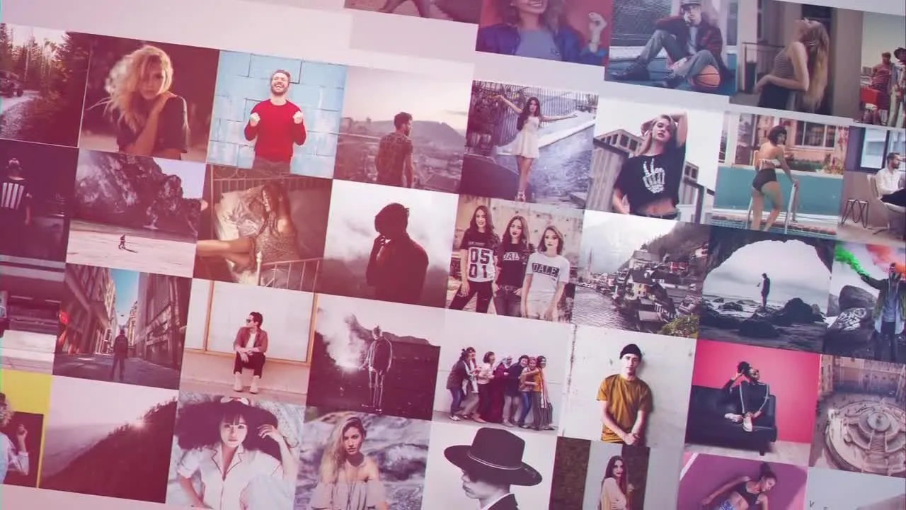 照片网格显示像素设计精选AE模板