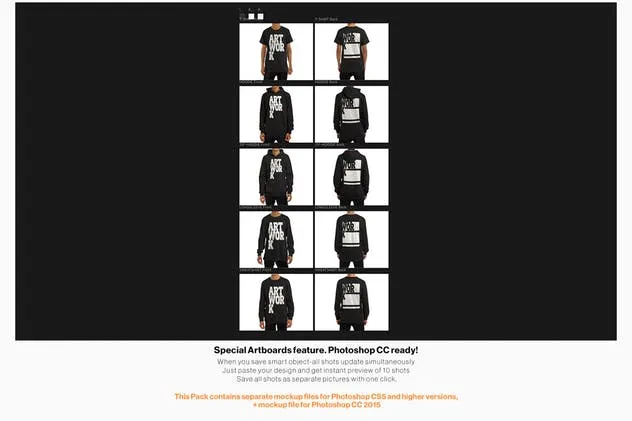 时尚印花T恤/长袖/运动连帽衫服装样机 T-Shirt Longsleeve Sweatshirt Hoodie Mockup插图(2)