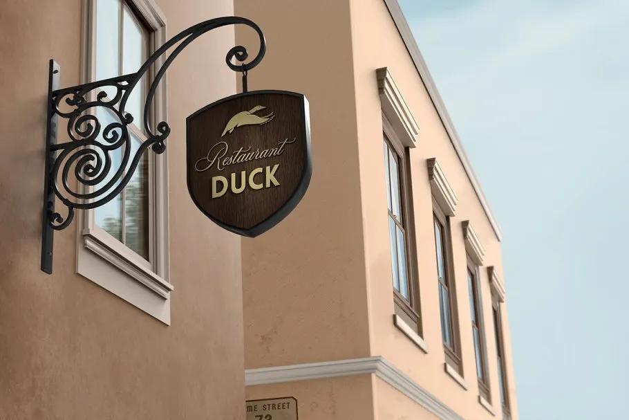 餐厅酒吧店招招牌样机模板 Restaurant / Bar Signboard Mock-Up