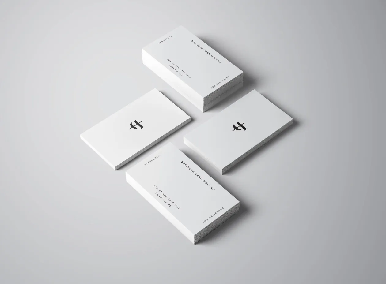 企业名片设计效果图等距网格样机模板 Business Cards Mockup插图(3)