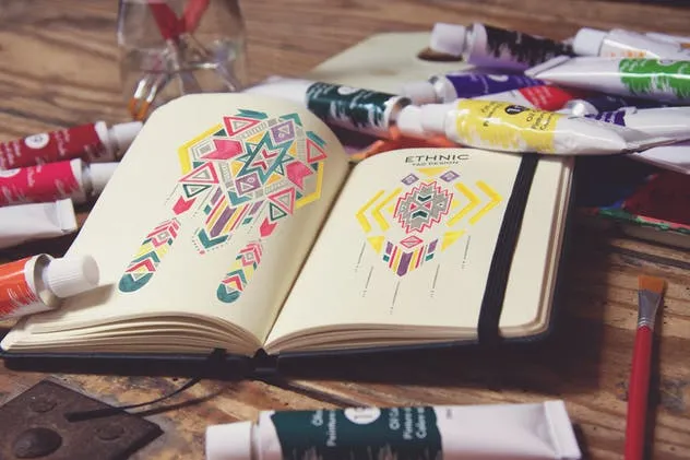 水彩画创作画室场景袖珍笔记本样机模板v1 Pocket Notebook插图(1)