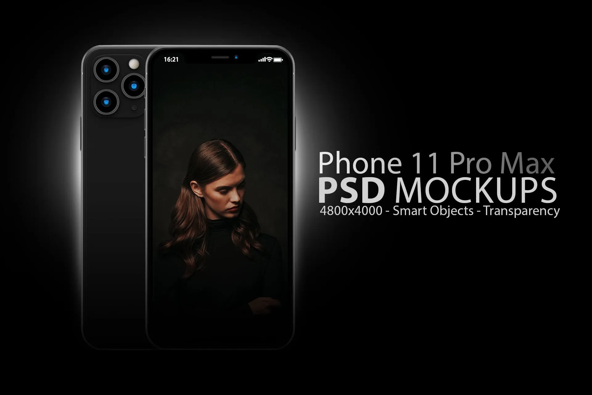 iPhone 11 Pro Max苹果旗舰手机像素设计精选样机模板 Phone 11 PSD Mockups in Black