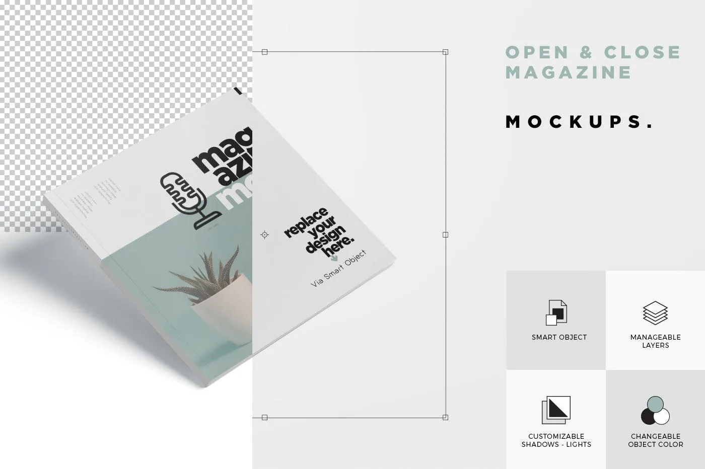 杂志设计开合状态样机模板 Open and Close Magazine Mockups插图(6)