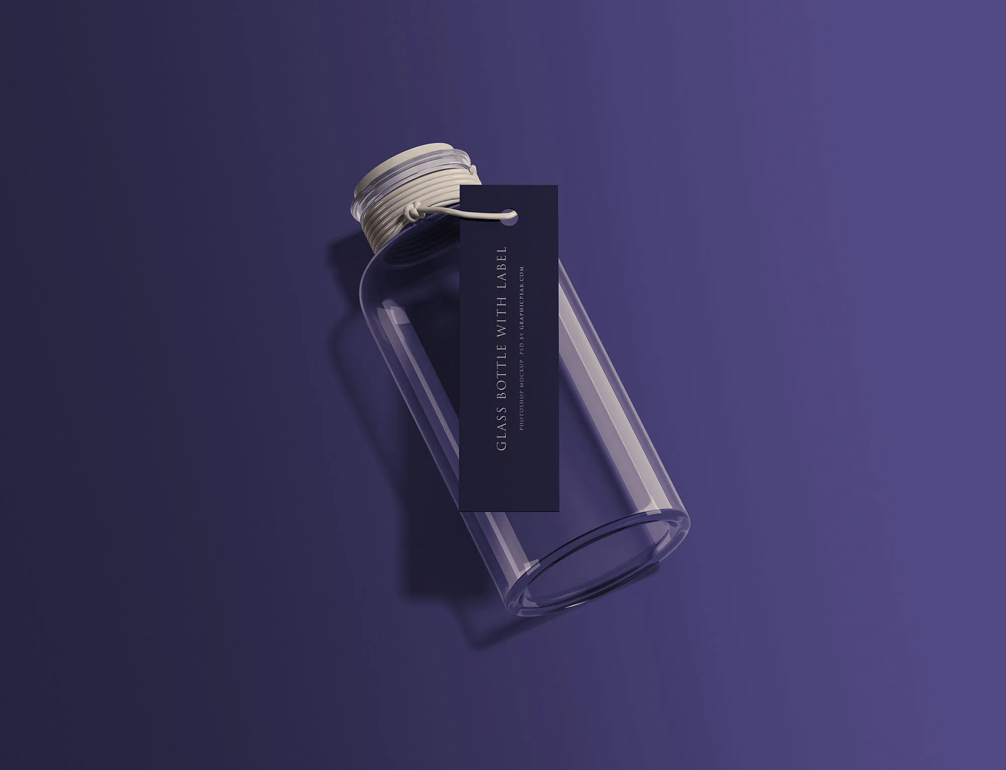带标签玻璃瓶外观设计样机模板 Glass Bottle with Tag Mockup