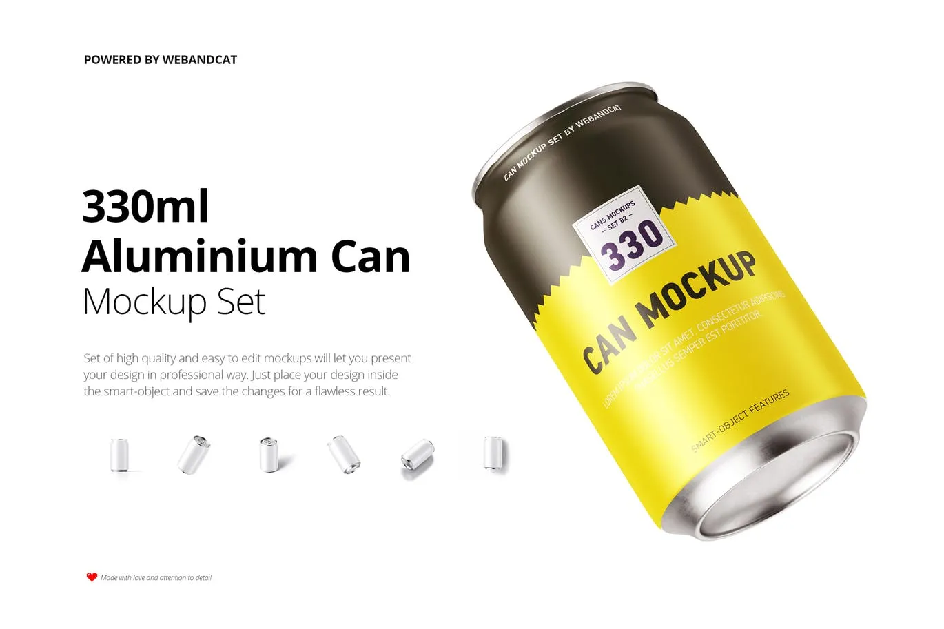 330ML容量易拉罐头外观设计样机模板 330ml Can Mock-up