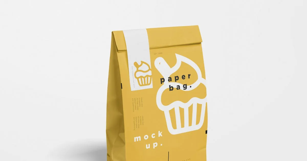 蛋糕面包外带包装纸袋设计图像素设计精选模板 Paper Bag Mock Ups