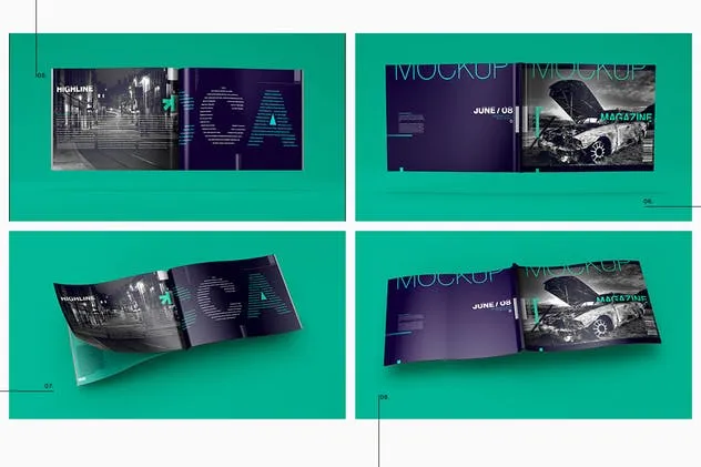 A4时尚杂志宣传册样机模板 Horizontal A4 Magazine Catalog Mockup插图(3)