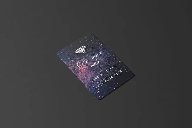 钻石信用卡/折扣卡样机 85×55 Portrait Credit / Discount Card Mockup插图(7)