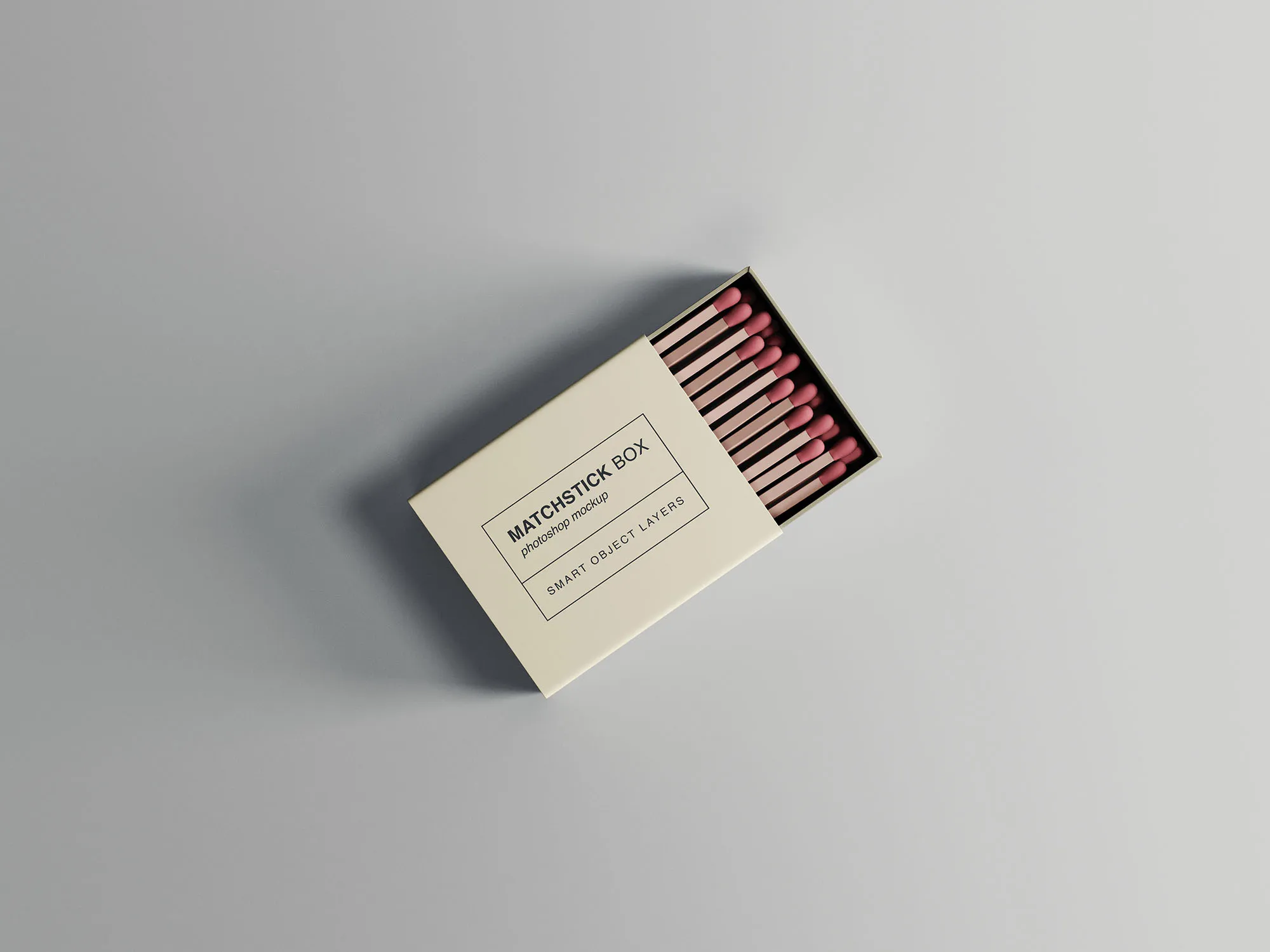 火柴盒外观设计俯视图素材库精选模板 Matchstick Box Mockup插图