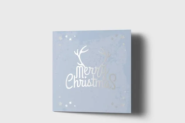 正方形铝箔冲压贺卡样机 Square Greeting Card Mock-Up with Foil Stamping插图(2)