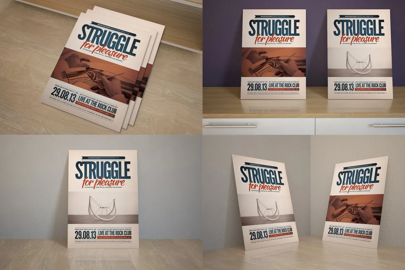 逼真传单设计图展示样机像素设计精选模板 Realistic Flyer Mock Up