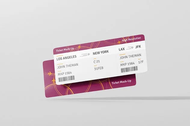 高品质的圆角机票/入场券/优惠券样机 Ticket Round Corner Mockup插图(2)