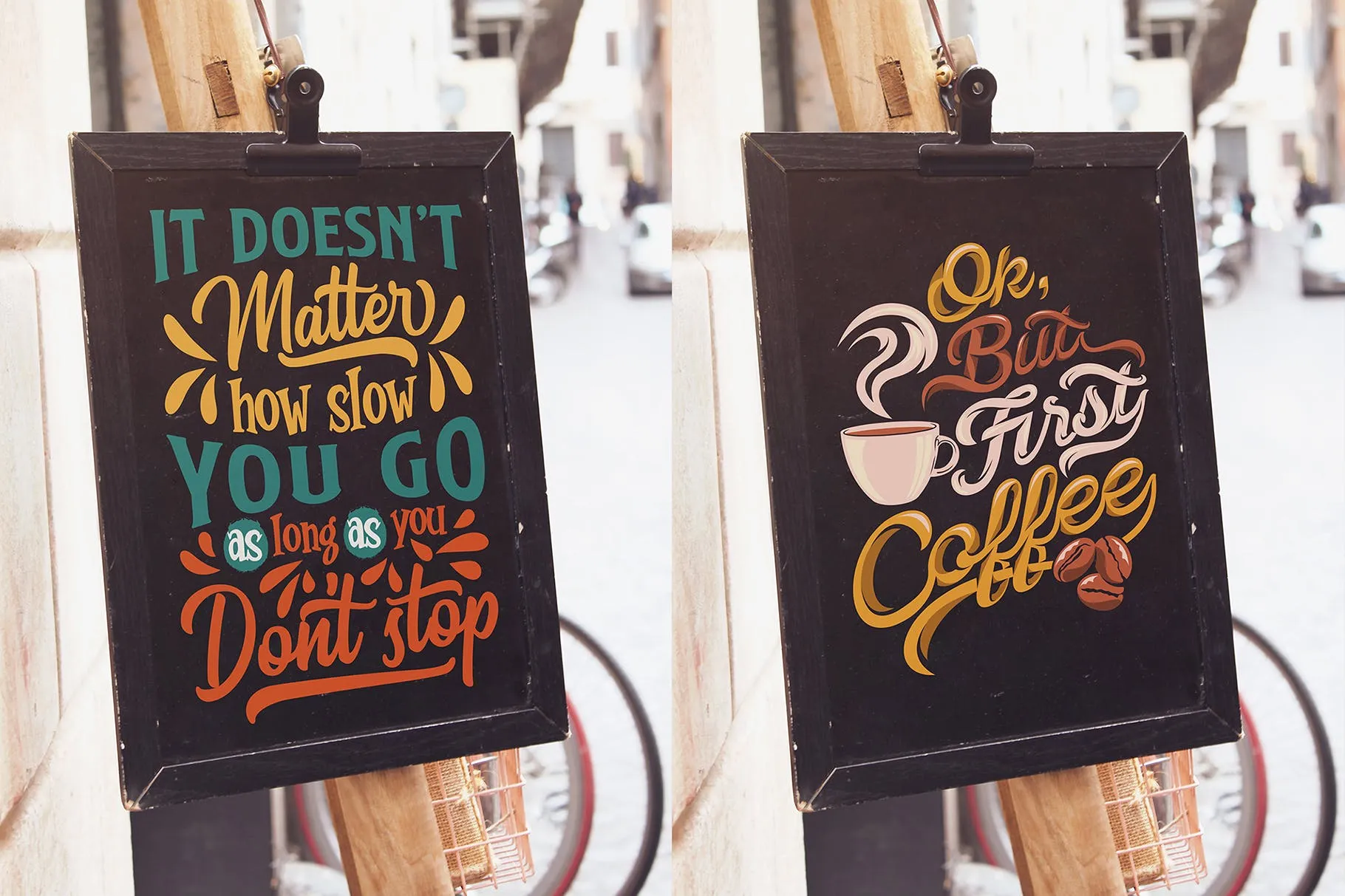 复古风格店铺小黑板招牌广告样机素材库精选模板 Vertical Signboard Mockups x6插图(5)