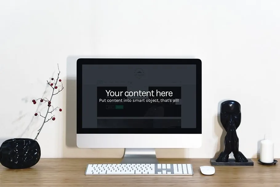 简易简约办公场景一体机电脑样机 Workspace Device PSD Mockup插图(5)