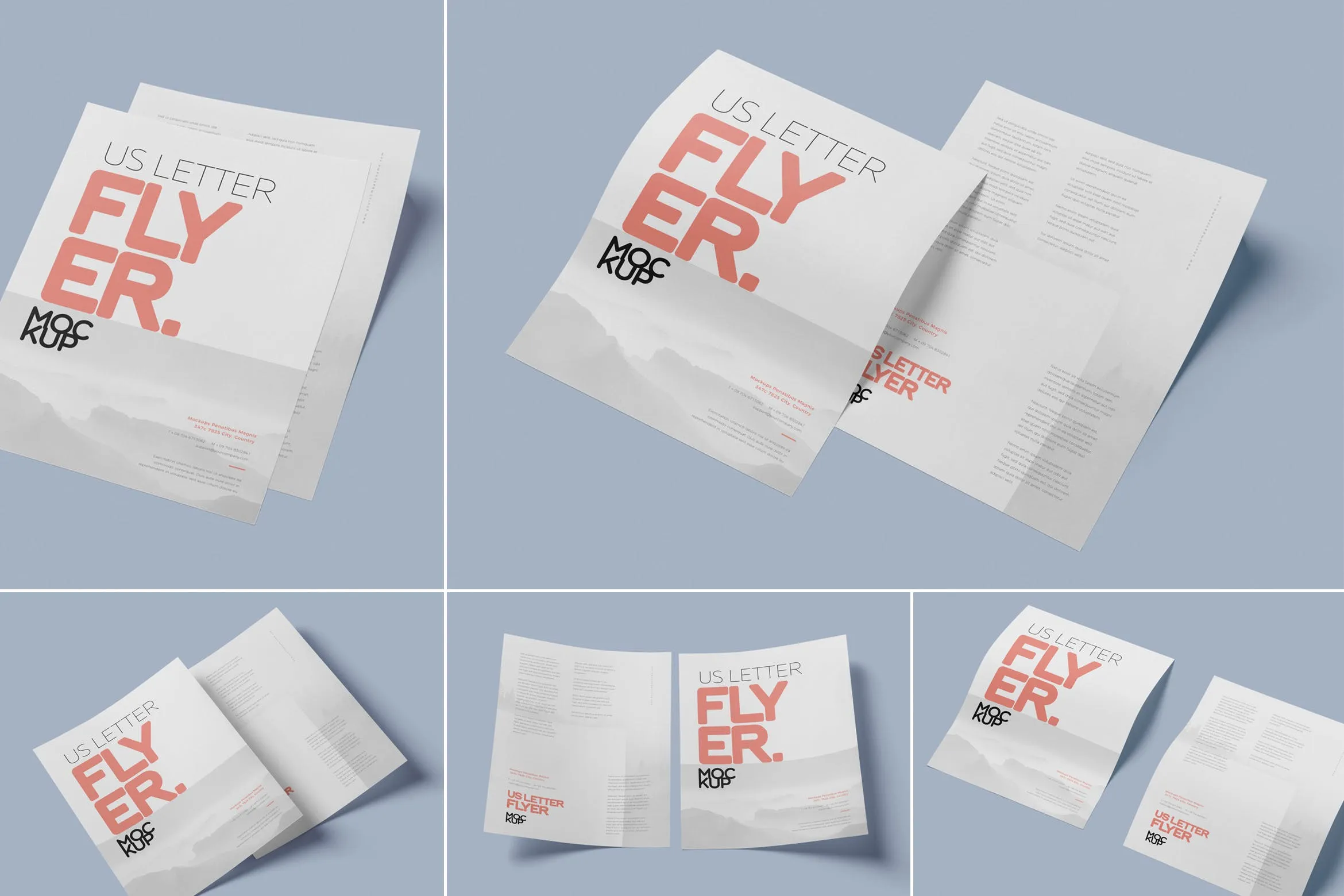 美国信纸设计规格企业传单设计效果图样机 US Letter Flyer Mock-Up