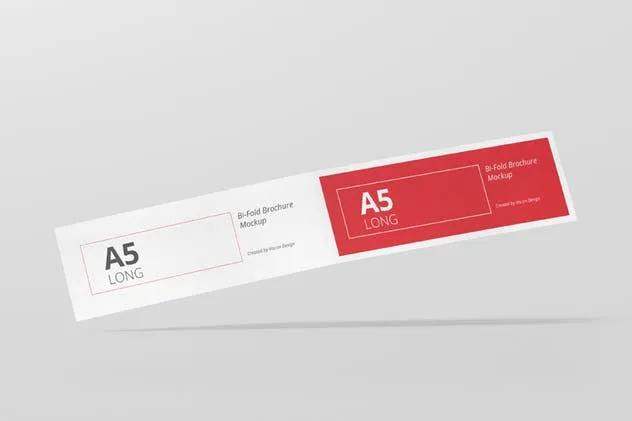 A5长双折页小册子传单样机 A5 Long Bi-Fold Brochure Mock-Up Landscape插图(4)