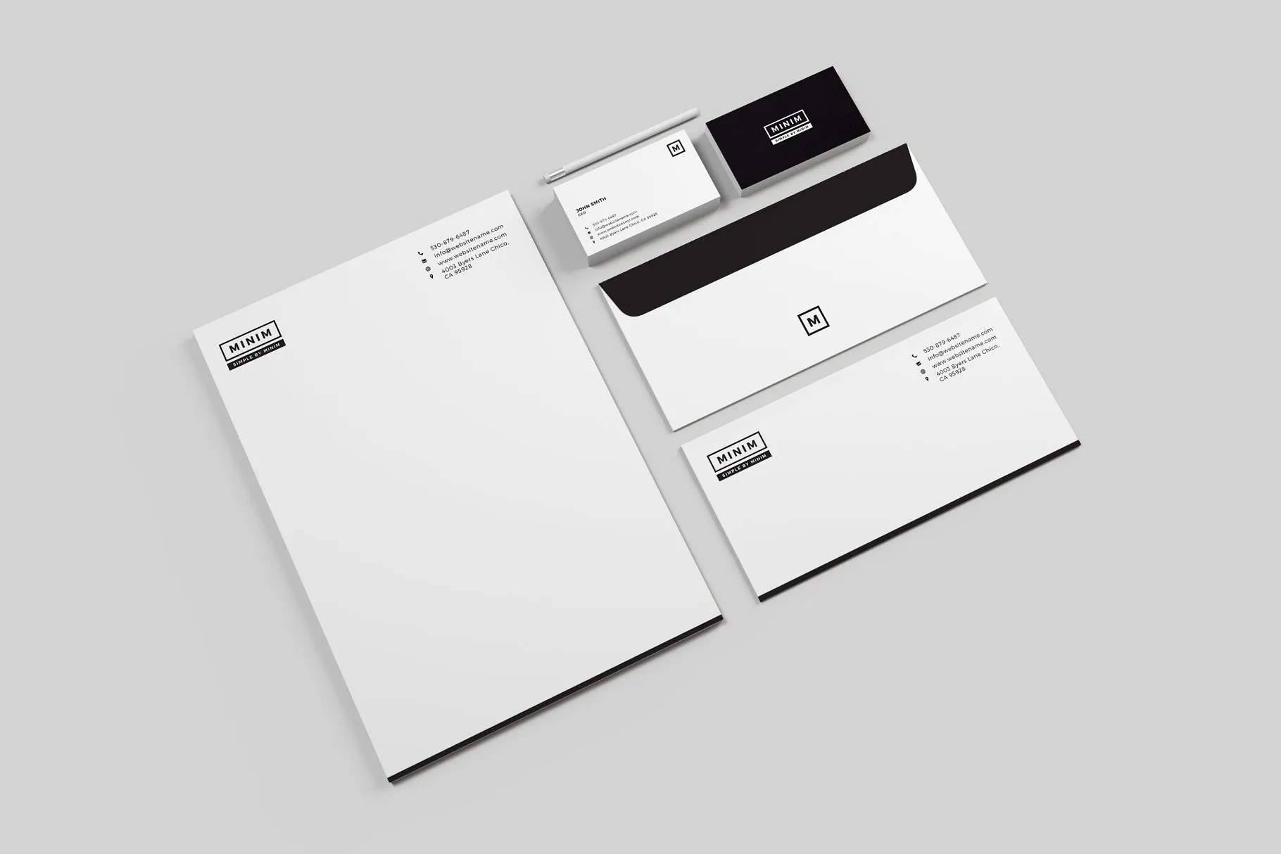 简约实用品牌办公文具样机模板 Minim – Simple Clean Stationery插图(1)