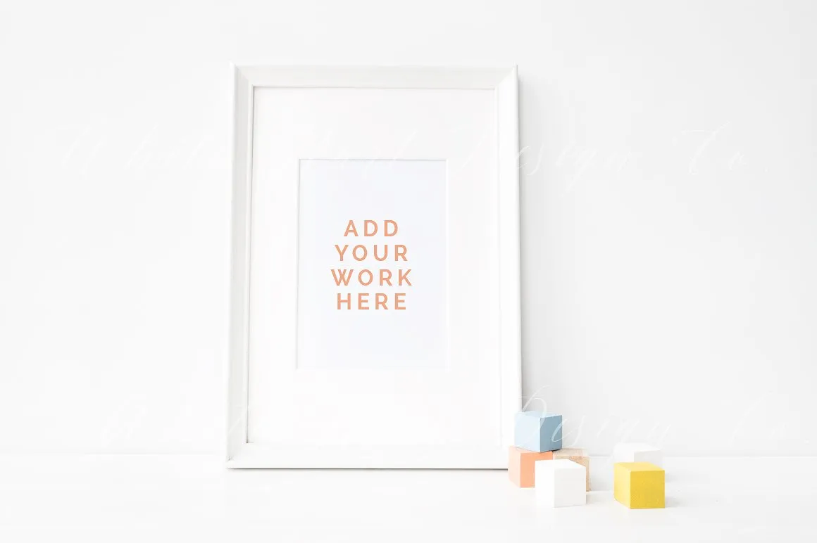 白色木质边框画册相框样机模板 Styled stock photo#8211; Frame mock up