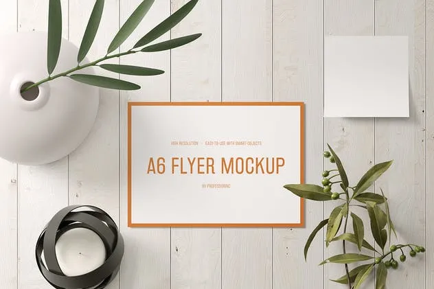 A6时尚横向传单样机套装2 A6 Landscape Flyer Mockup Set 2插图(5)