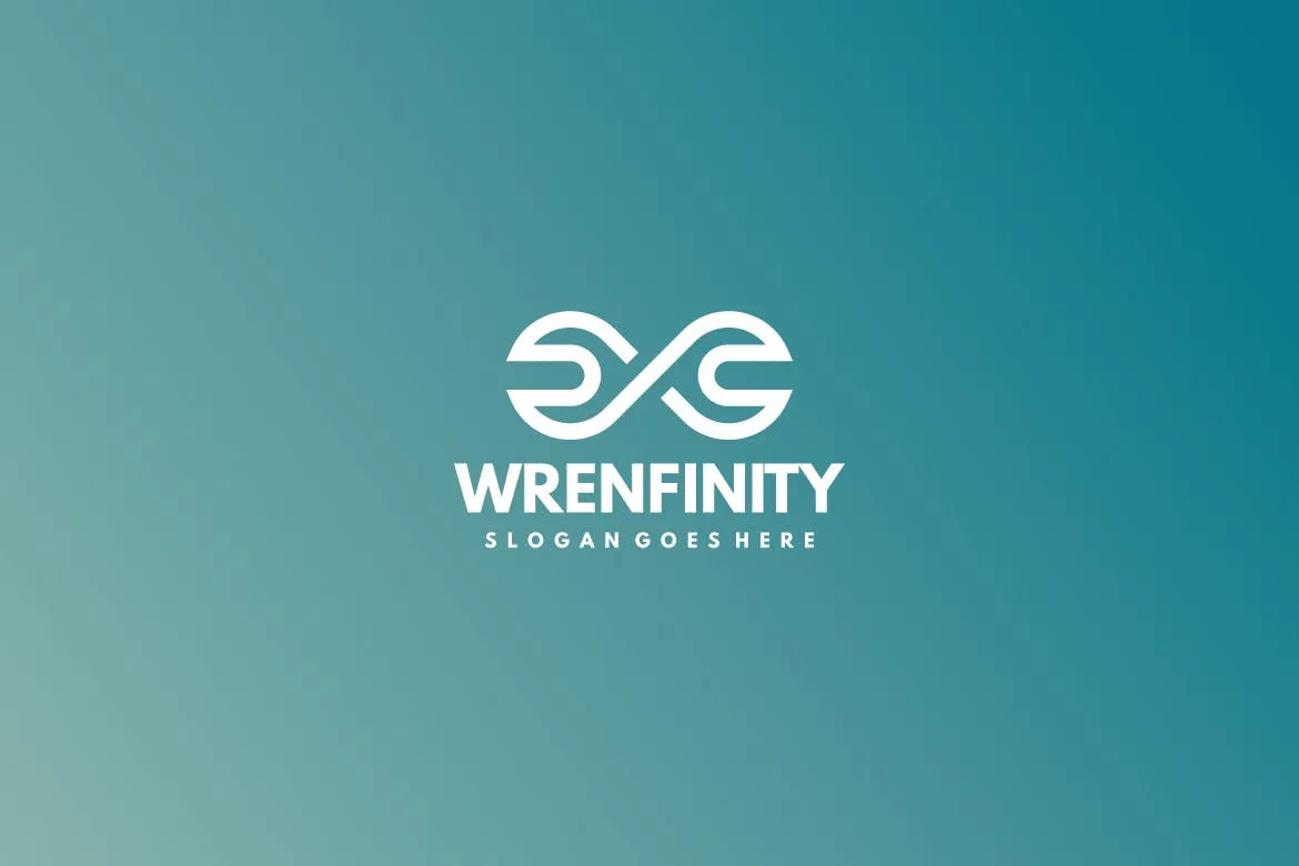 工具品牌汽修行业适用扳手无限图形标志Logo设计素材库精选模板 Wrench Infinity Logo插图(1)