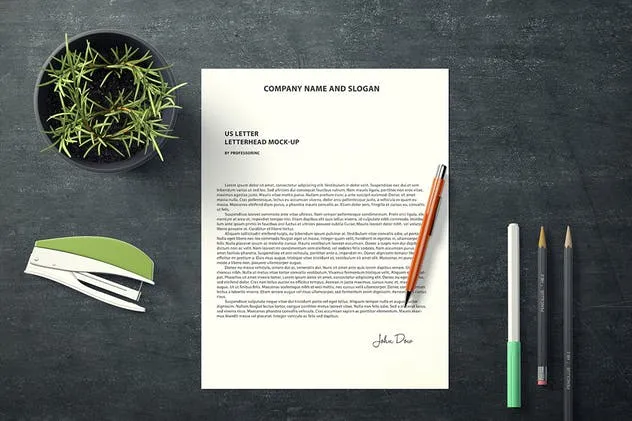简约风格美式信头信纸版式设计样机素材库精选 US Letter Letterhead Mock-Up插图(2)