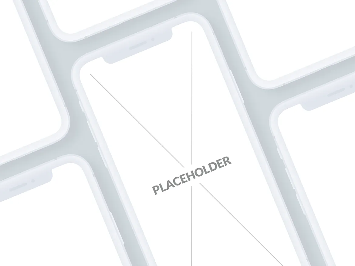 刘海屏iPhone手机等距网格素材库精选样机模板[白色版本] Presentation Mockups Light插图(7)