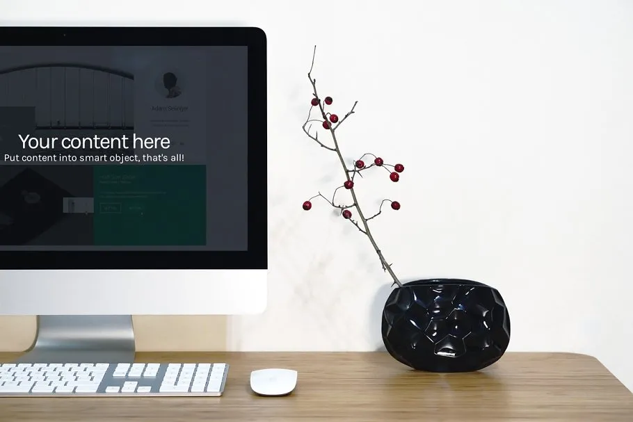 简易简约办公场景一体机电脑样机 Workspace Device PSD Mockup插图(7)