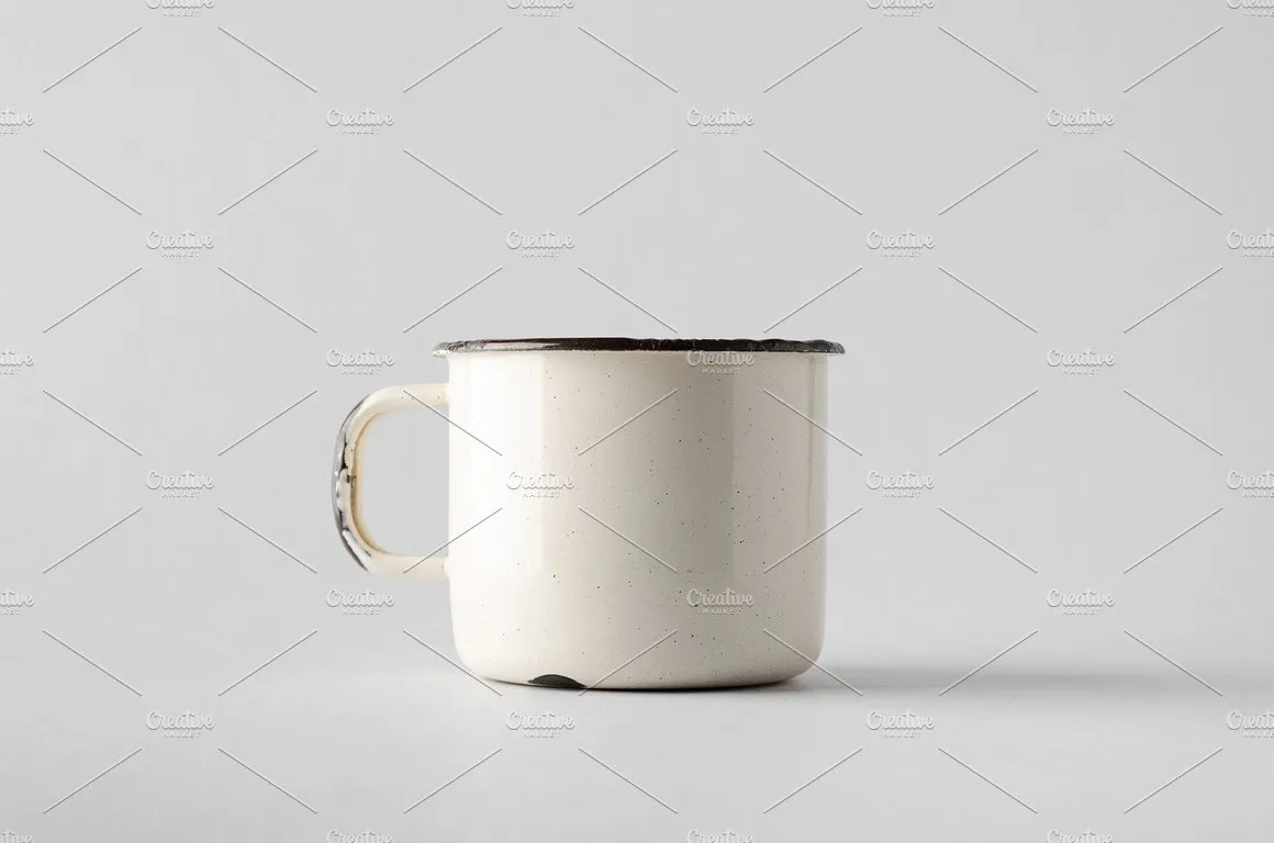 搪瓷茶杯样机模板 Enamel Mug Mock-Up Photo Bundle插图(1)