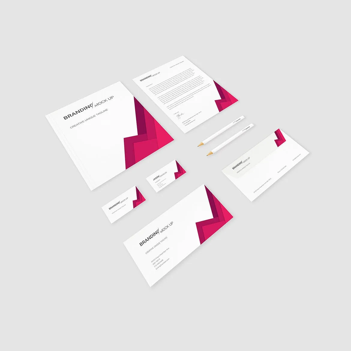 企业VI标识设计预览办公用品套件样机 Branding Identity – Material Triangle for Psd插图(4)
