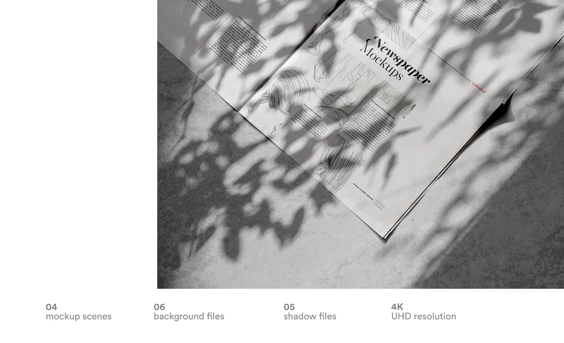 新闻报纸排版印刷局部效果图样机 Newspaper Mockups插图(1)