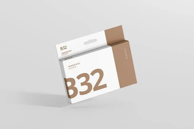 挂钩式宽边细长矩形盒子包装样机 Box Mockup – Wide Slim Rectangle Size with Hanger插图(1)