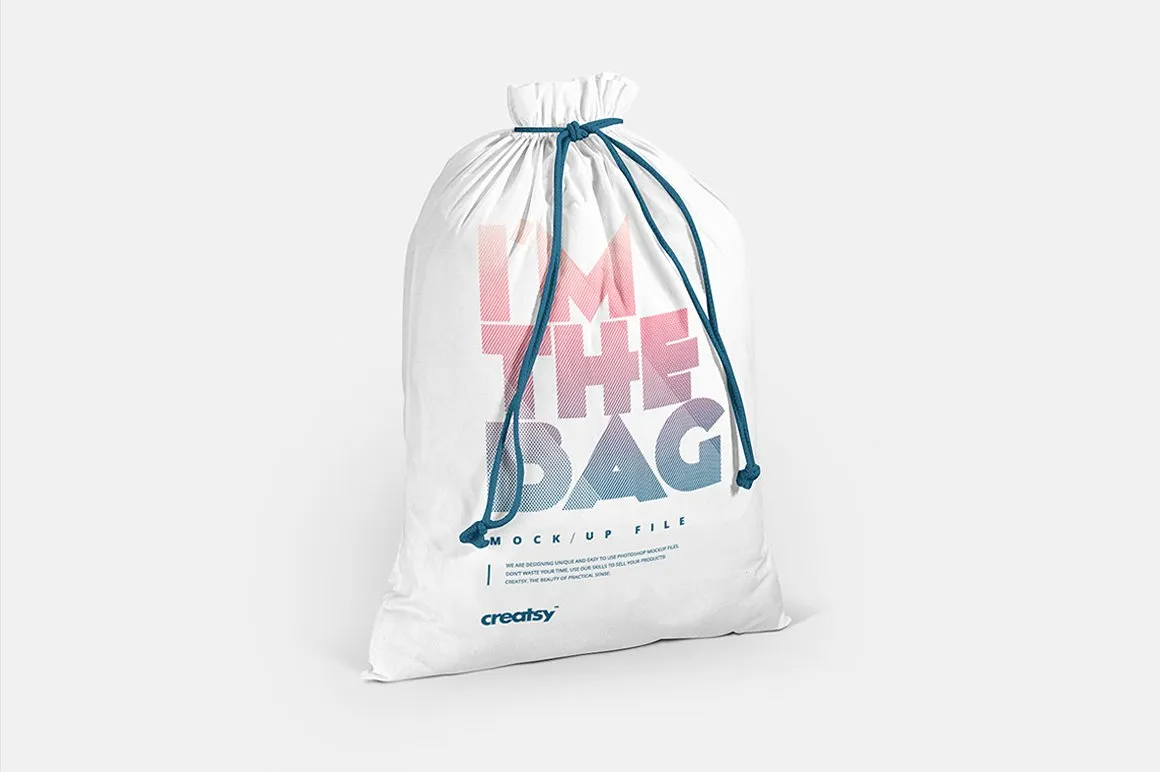 拉绳袋布袋样机模板集合 Drawstring Sack Mockup Set插图(2)