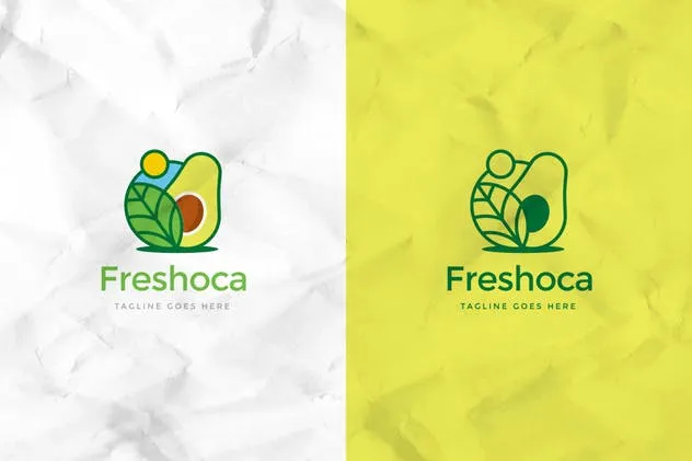 绿色健康水果食品品牌Logo设计模板 Freshoca Avocado Logo Template插图(2)