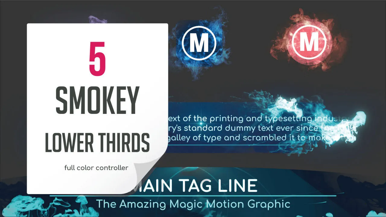 魔术烟熏墨水下三分之一标题动画像素设计精选AE模板