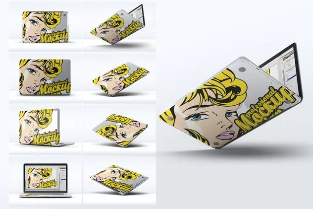 笔记本外观贴纸艺术样机模板 Laptop Body Mock-Up插图(1)