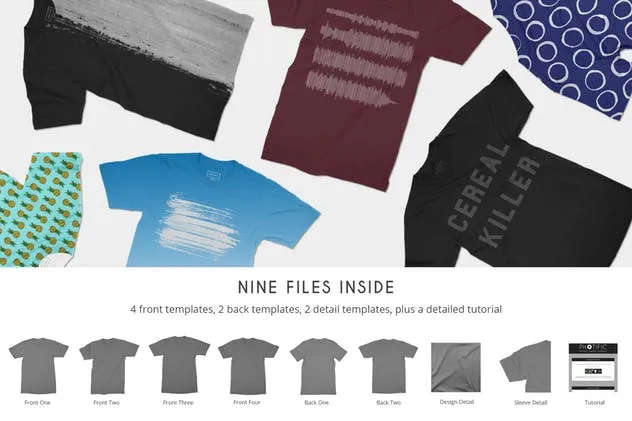 印花设计演示T恤服装样机 T-Shirt Mockups插图(1)