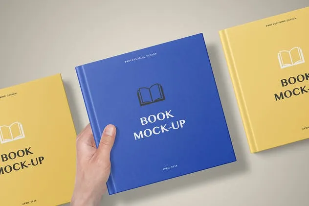 精装硬封面方形书展示样机模板 Hard Cover Square Book Mockup – Set 2插图(8)