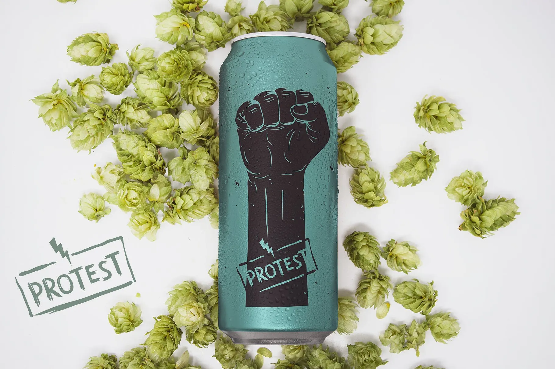 16盎司啤酒罐易拉罐外观设计俯视图素材库精选 16oz Beer Can Mockup插图(1)