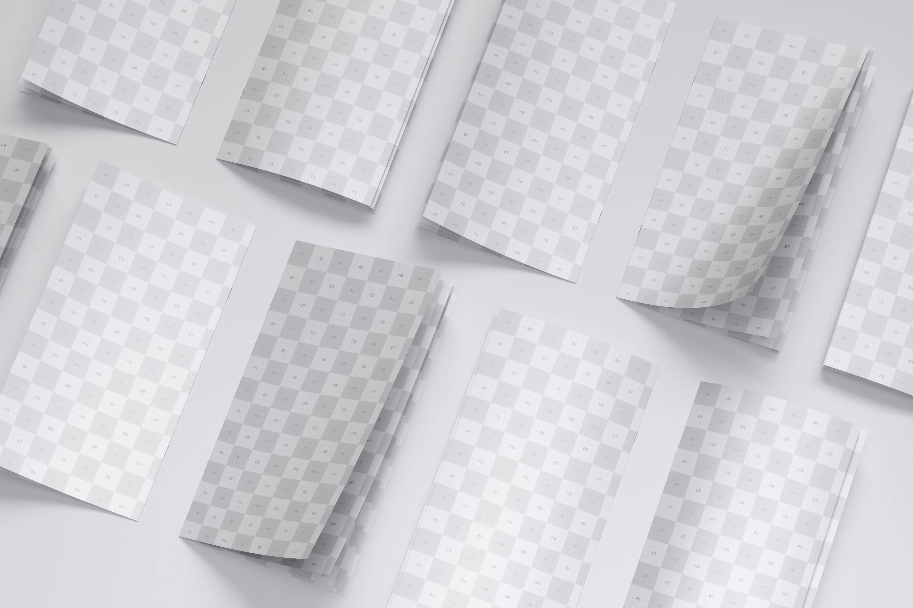 企业宣传传单设计效果图等距网格样机05 Thin Booklet Mockup 05