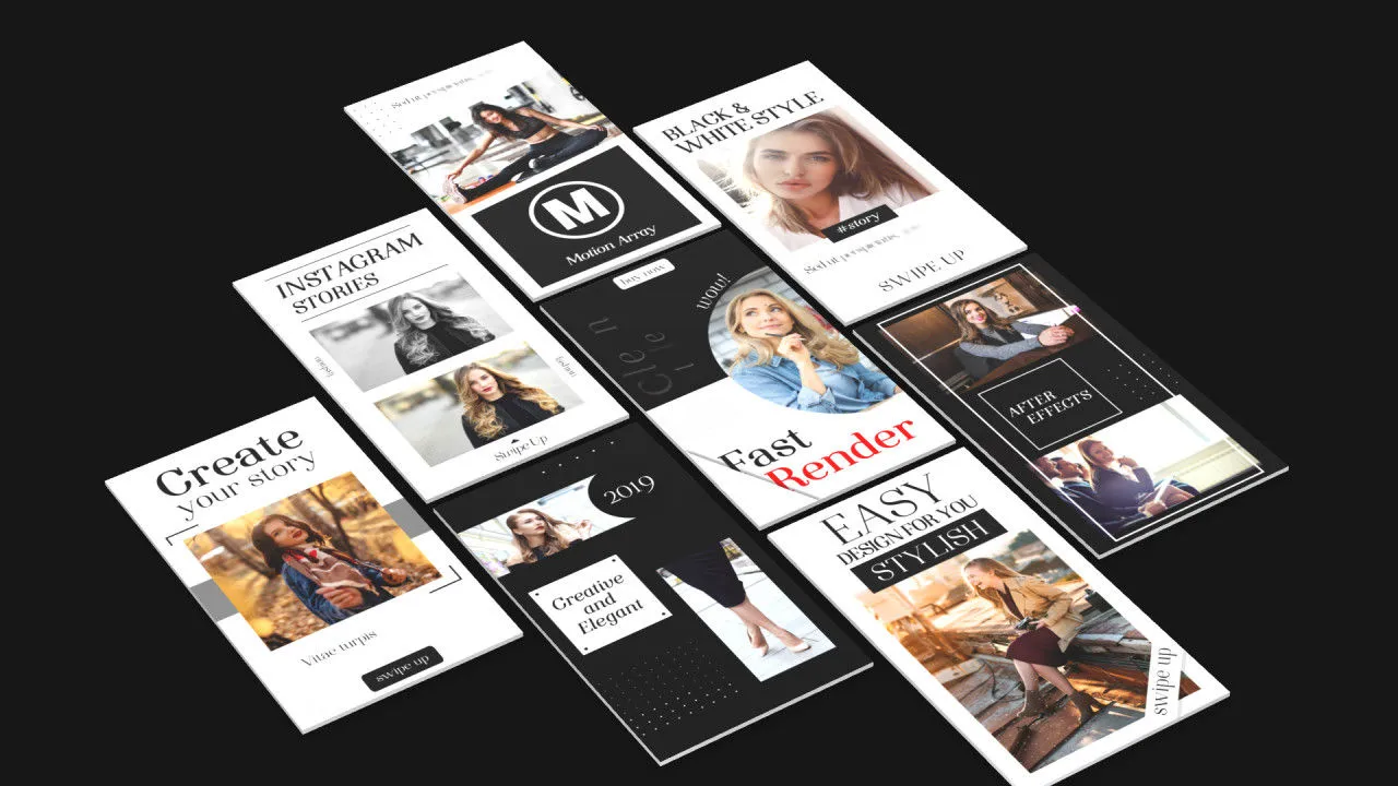 8个优雅的Instagram故事照片像素设计精选AE模板