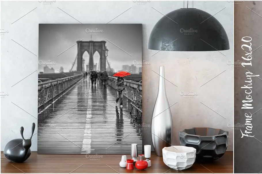 艺术作品画框样机04 Interior Frame Mockup – 04 (1 PSD)插图