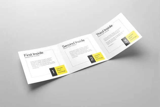 简约三折页方形传单样机 Tri-Fold Square Flyer Mockup插图(5)