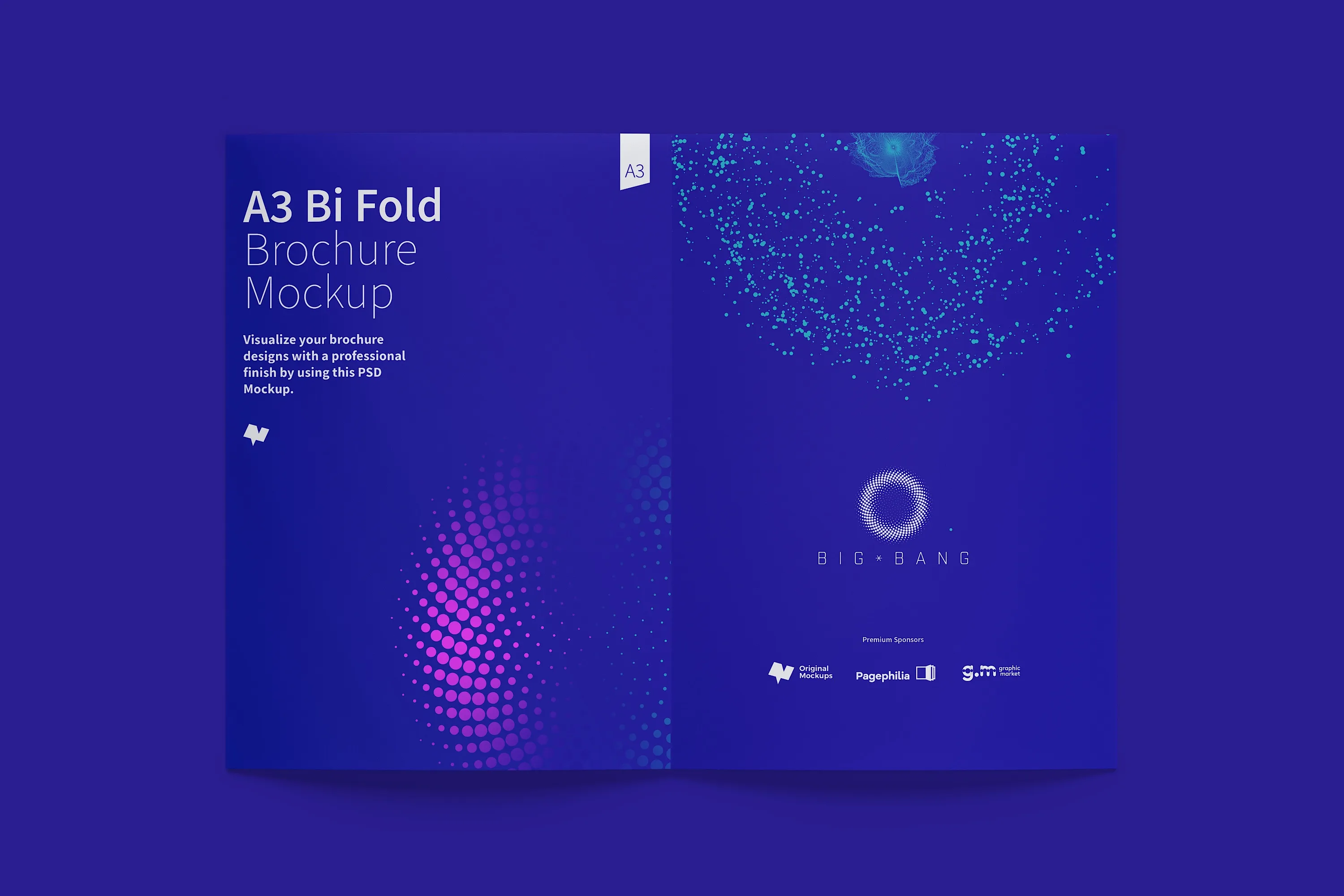 A3大小对折页传单设计展开效果图样机02 A3 Bi Fold Brochure Mockup 02插图(5)