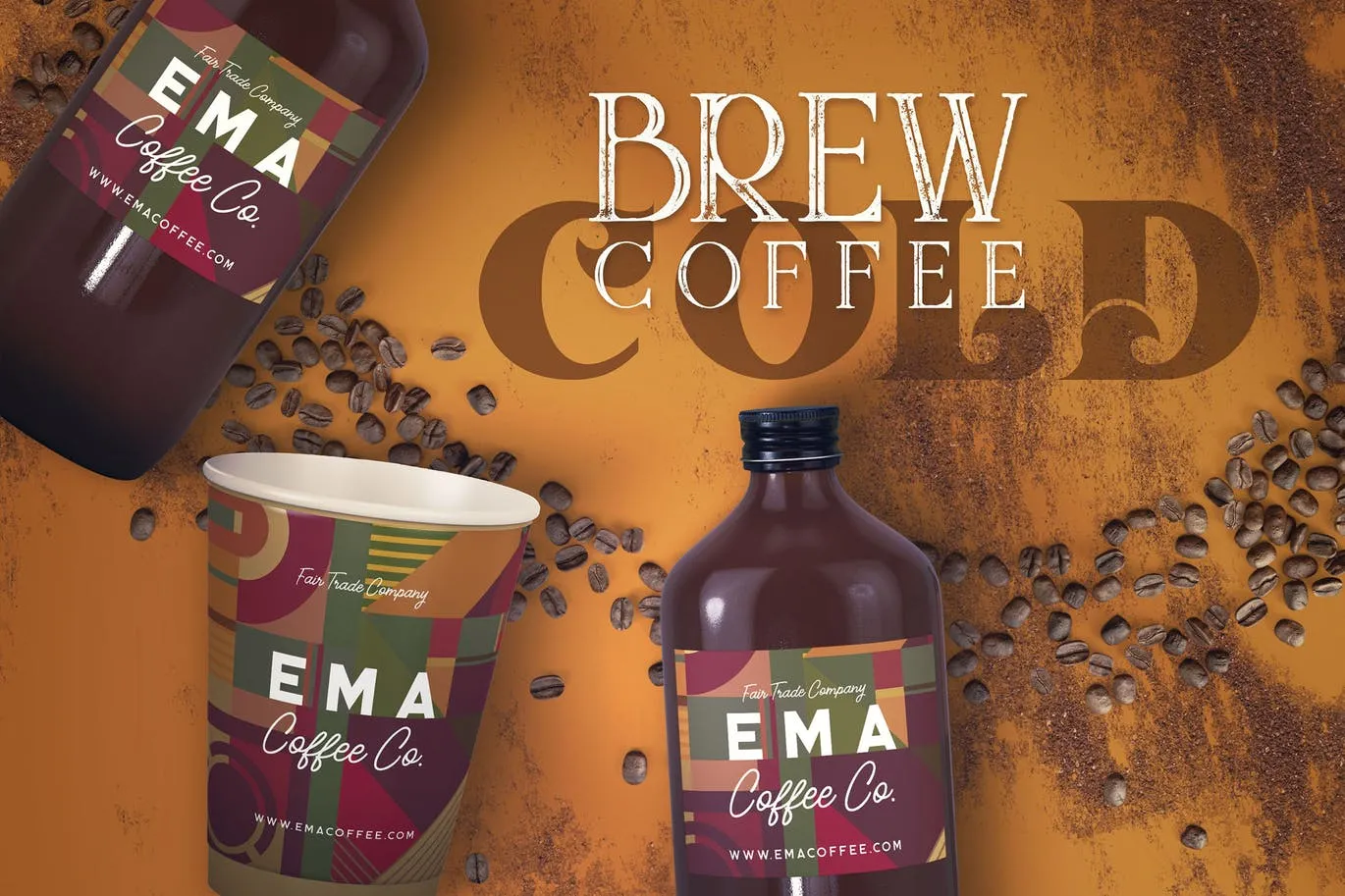 高品质的时尚高端冷酿咖啡包装设计纸杯VI样机展示模型mockups插图