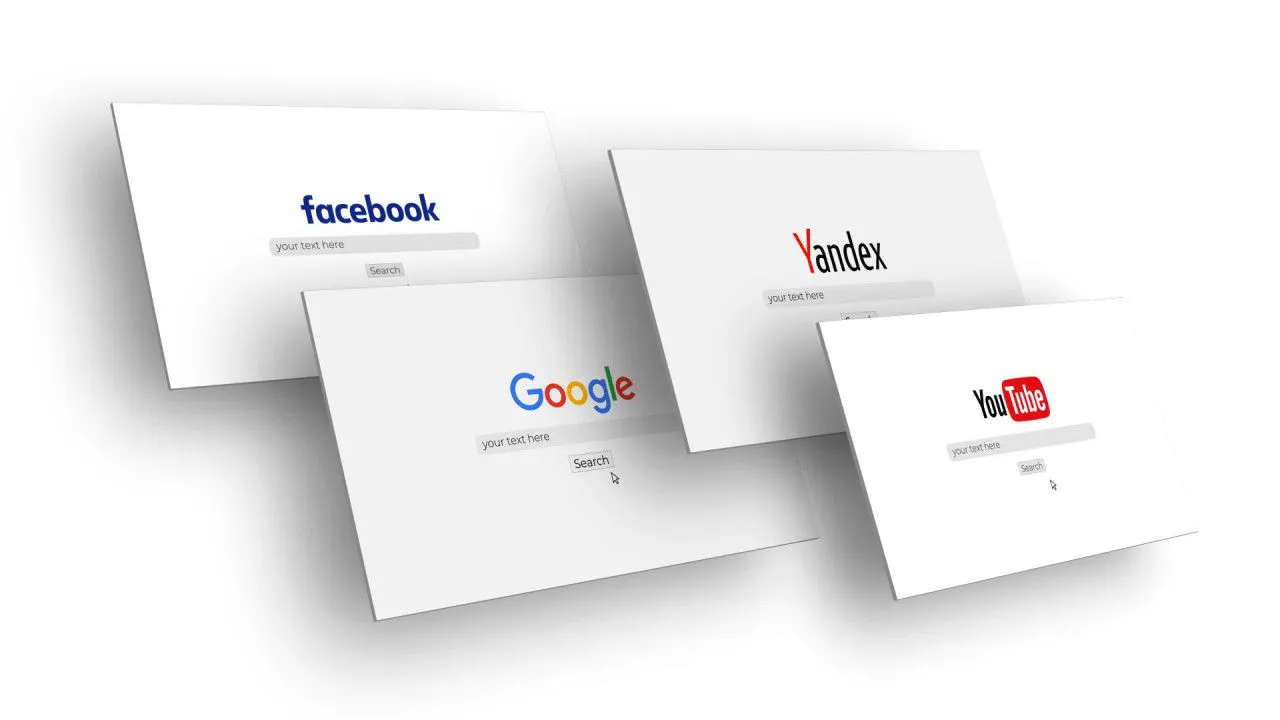 网页搜索动画徽标显示像素设计精选AE模板